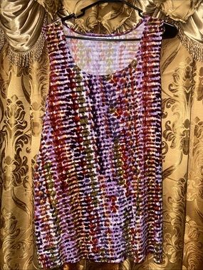 Susan Graver Purple Multi-Print Sleeveless Tank